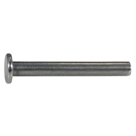 Midwest Fastener Solid Rivet, Flat Head, 1/8 in Dia., 1 in L, Steel Body, 20 PK 930662